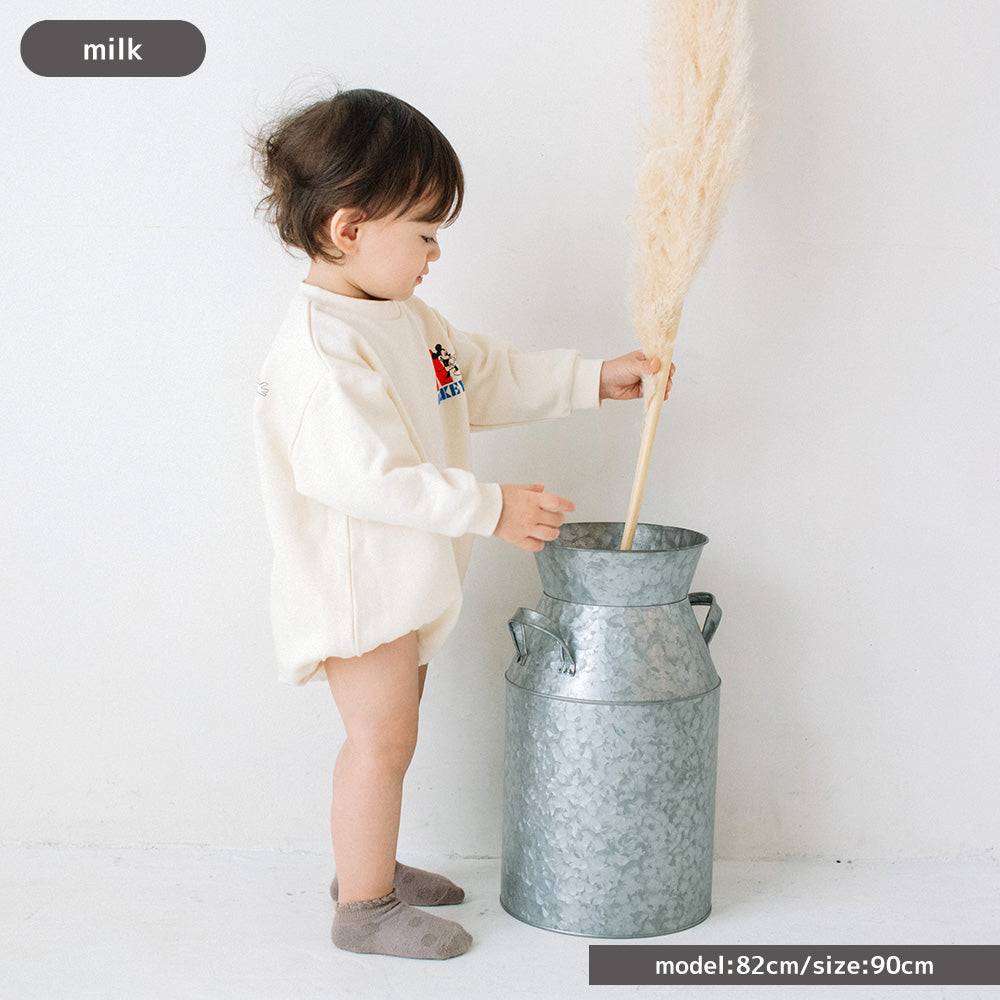 [t.] Disney 前後 プリント 裏毛 ロンパース