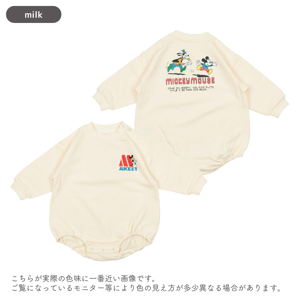 [t.] Disney 前後 プリント 裏毛 ロンパース