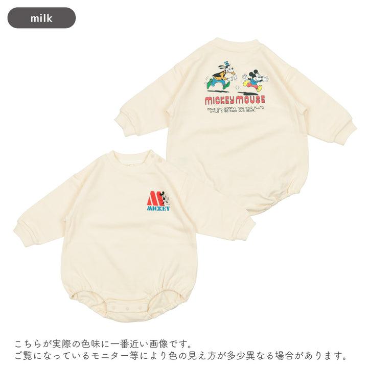 [t.] Disney 前後 プリント 裏毛 ロンパース
