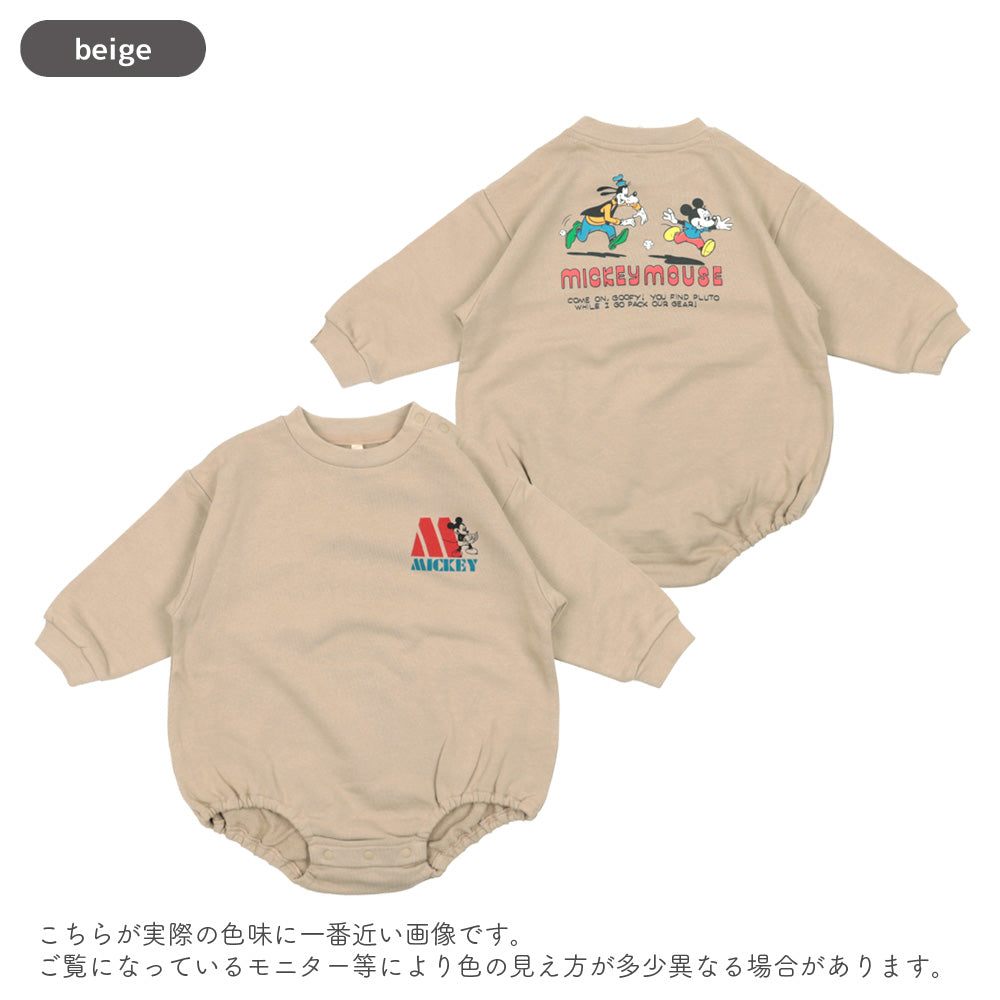 [t.] Disney 前後 プリント 裏毛 ロンパース