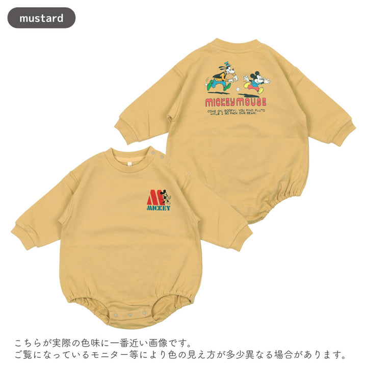 [t.] Disney 前後 プリント 裏毛 ロンパース