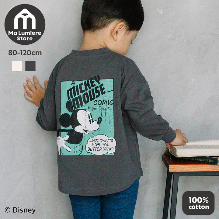 [t.] Disney かすれ プリント 長袖 Tシャツ