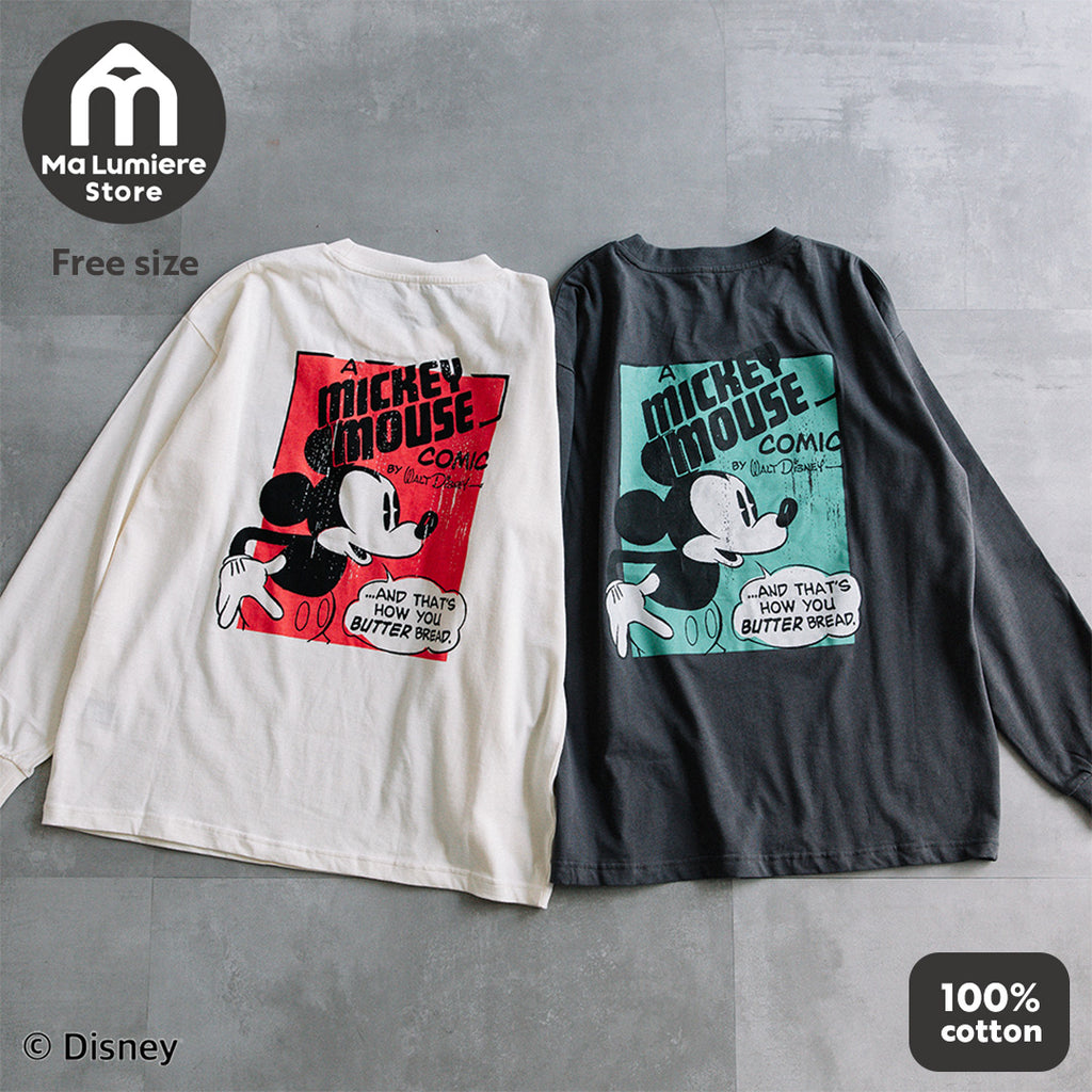 t.] Disney かすれ プリント 大人 長袖 Tシャツ – Ma Lumiere Store