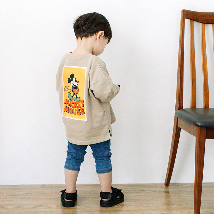 [t.] Disney 前後 プリント 長袖 Tシャツ