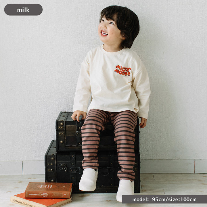 [t.] Disney 前後 プリント 長袖 Tシャツ