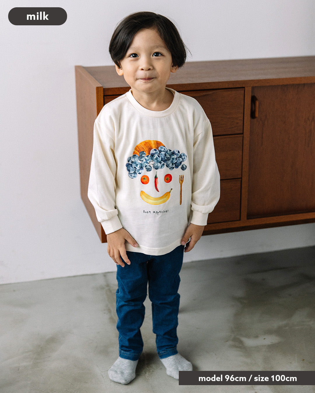 【新作】[t.] たべものフェイス長袖Tシャツ