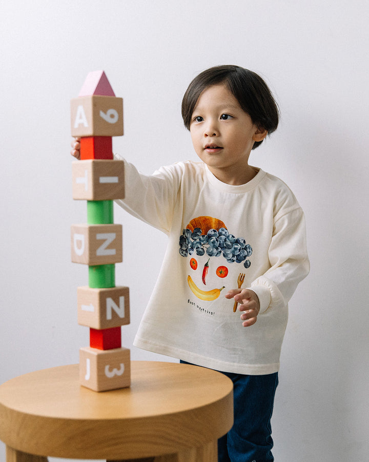 【新作】[t.] たべものフェイス長袖Tシャツ