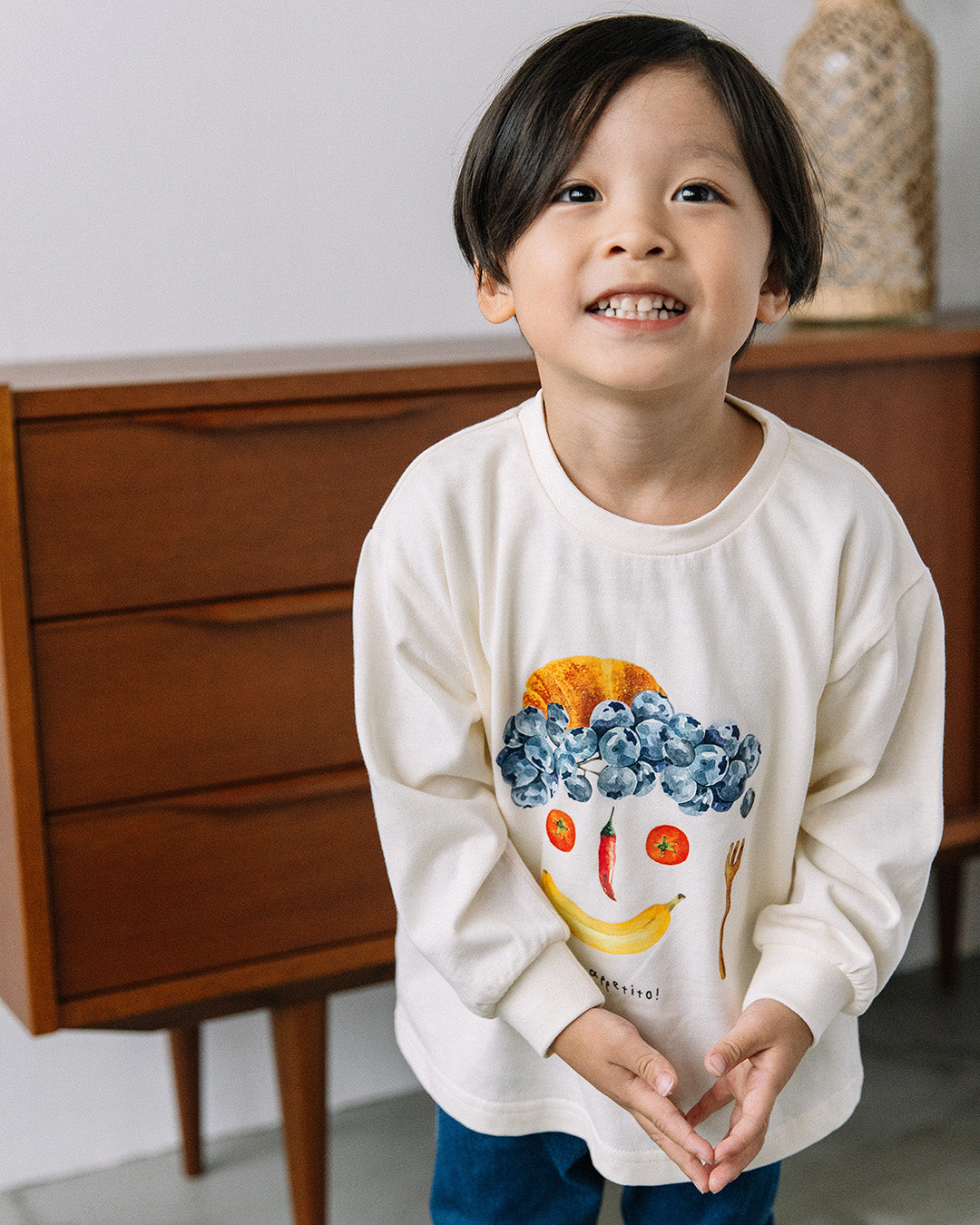 【新作】[t.] たべものフェイス長袖Tシャツ