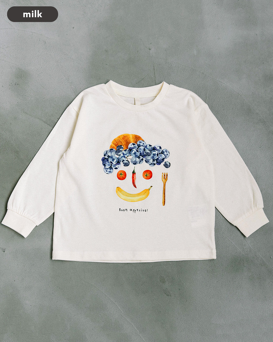 【新作】[t.] たべものフェイス長袖Tシャツ