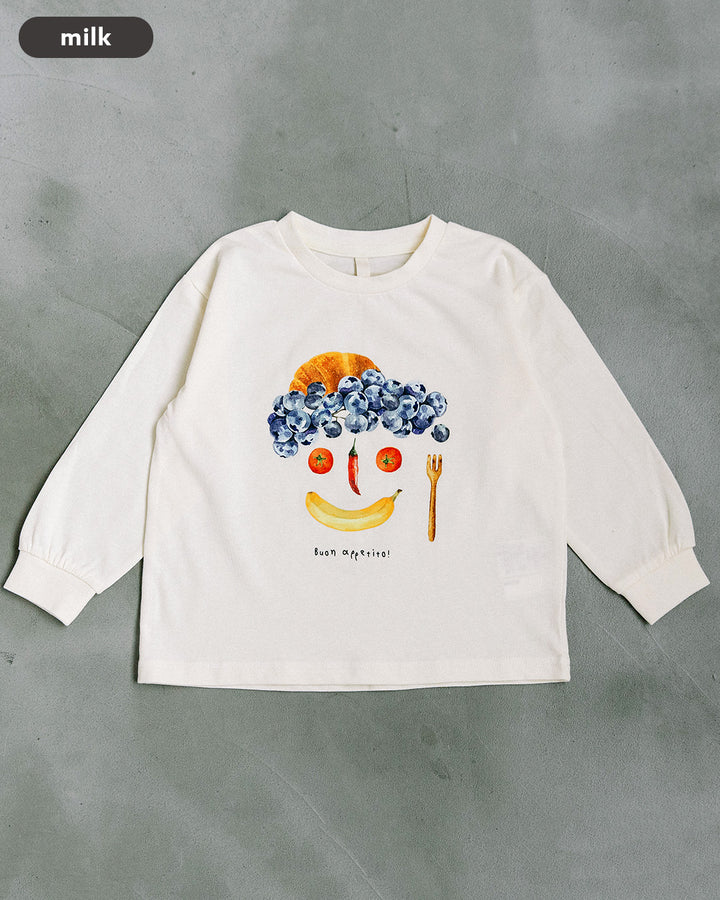 【新作】[t.] たべものフェイス長袖Tシャツ