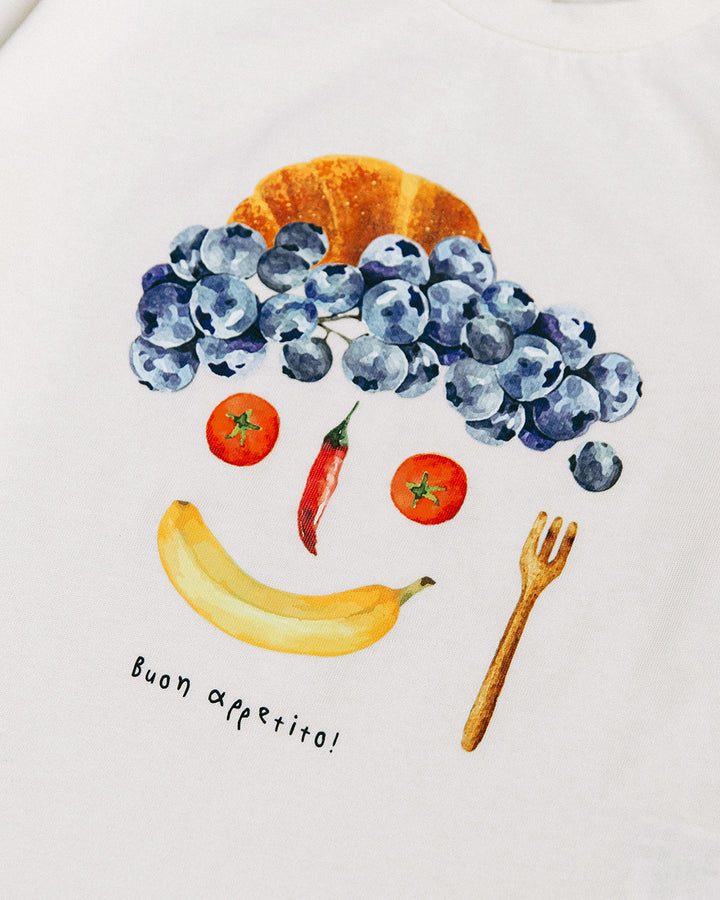 【新作】[t.] たべものフェイス長袖Tシャツ