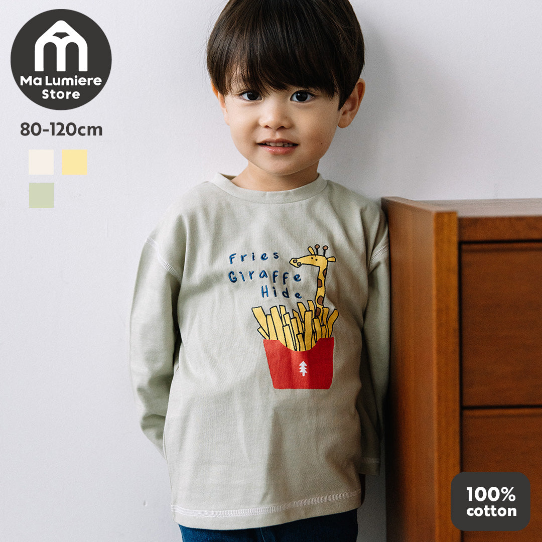 【予約 5%OFF】【新作】[t.] たべものどうぶつ長袖刺繍Tシャツ