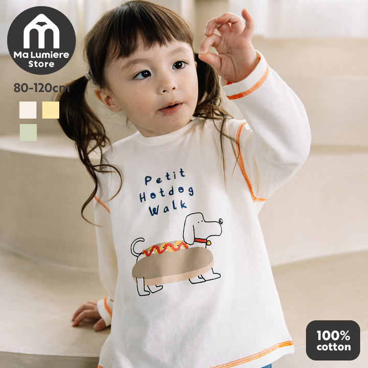 【予約 5%OFF】【新作】[t.] たべものどうぶつ長袖刺繍Tシャツ
