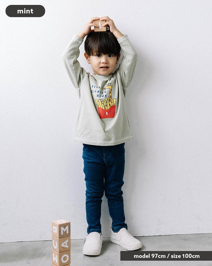 【予約 5%OFF】【新作】[t.] たべものどうぶつ長袖刺繍Tシャツ