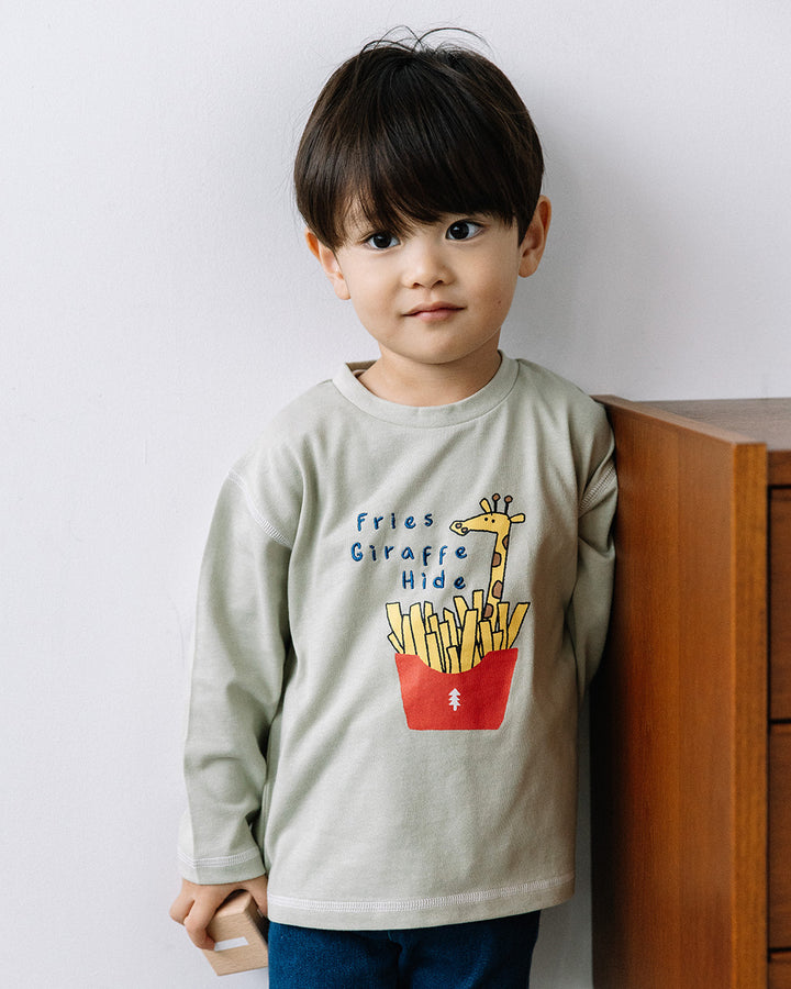【予約 5%OFF】【新作】[t.] たべものどうぶつ長袖刺繍Tシャツ