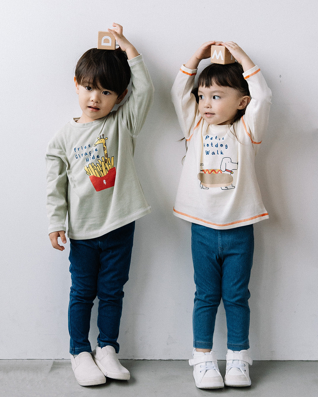 【予約 5%OFF】【新作】[t.] たべものどうぶつ長袖刺繍Tシャツ