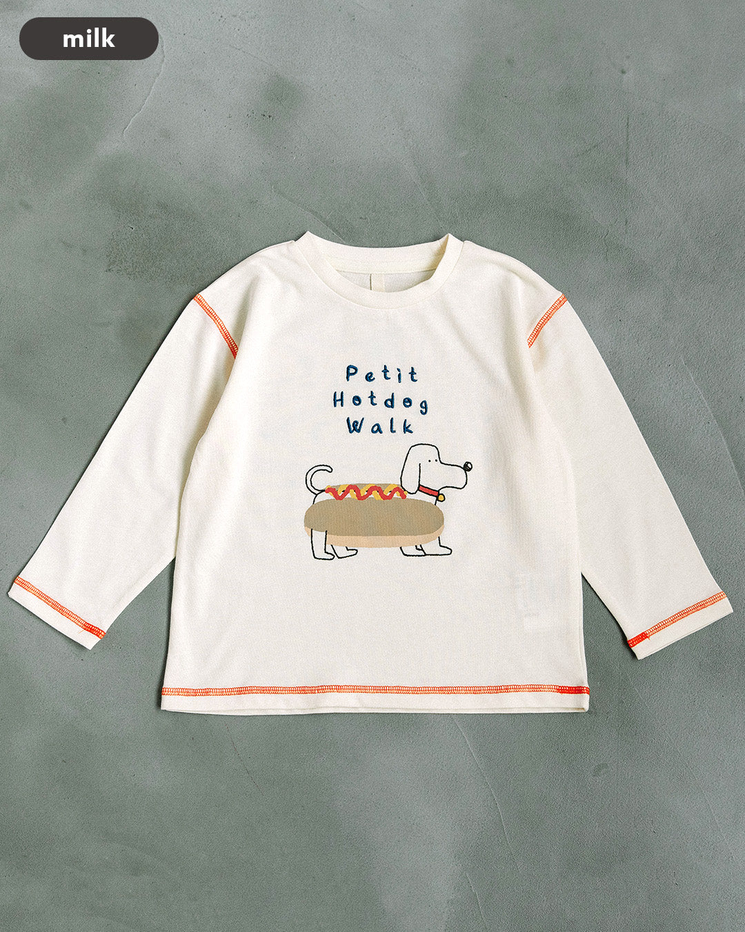 【予約 5%OFF】【新作】[t.] たべものどうぶつ長袖刺繍Tシャツ
