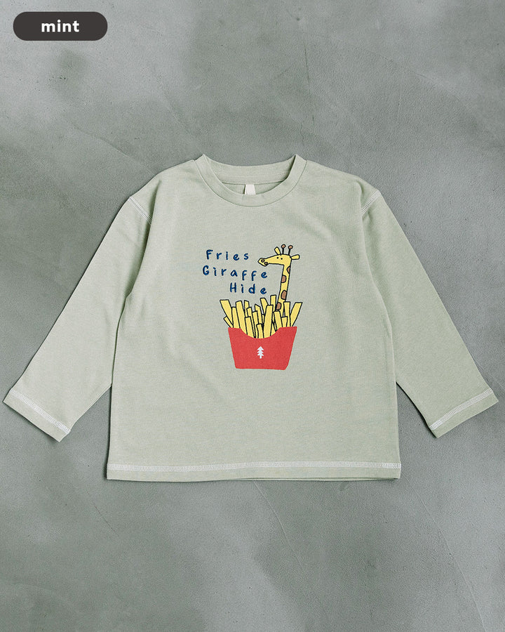 【予約 5%OFF】【新作】[t.] たべものどうぶつ長袖刺繍Tシャツ