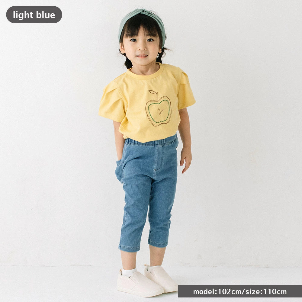 【再入荷】[t.] のびのびカットソー素材！ 7分丈 デニムニット レギンス パンツ