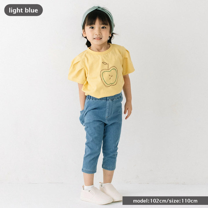 【再入荷】[t.] のびのびカットソー素材！ 7分丈 デニムニット レギンス パンツ