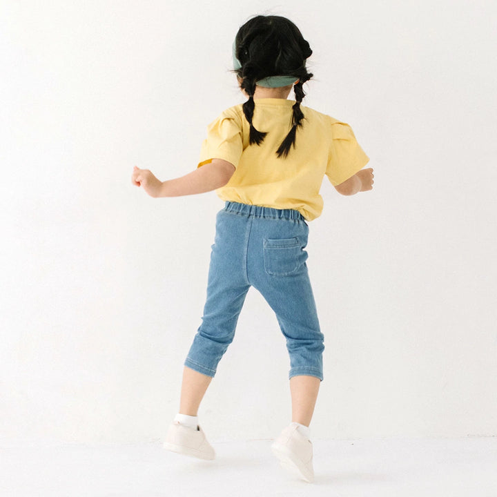 【再入荷】[t.] のびのびカットソー素材！ 7分丈 デニムニット レギンス パンツ