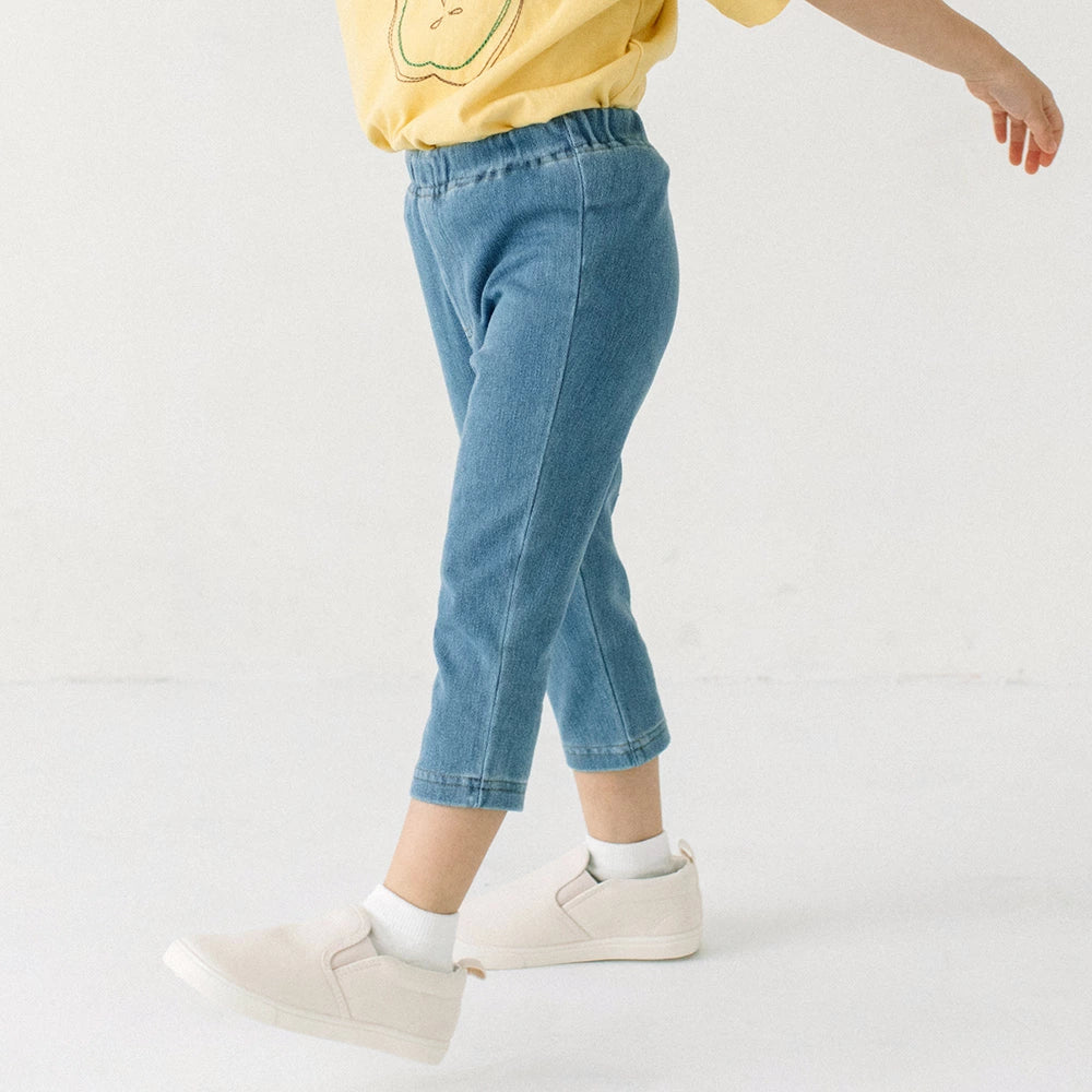 【再入荷】[t.] のびのびカットソー素材！ 7分丈 デニムニット レギンス パンツ