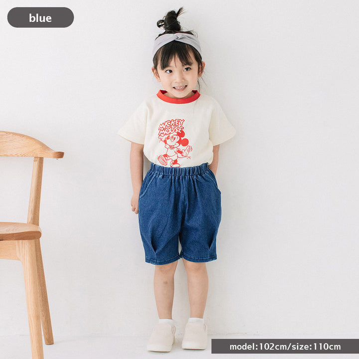 【再入荷】[t.] のびのびカットソー素材！ デニムニット ショートパンツ