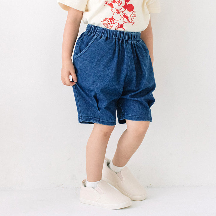 【再入荷】[t.] のびのびカットソー素材！ デニムニット ショートパンツ