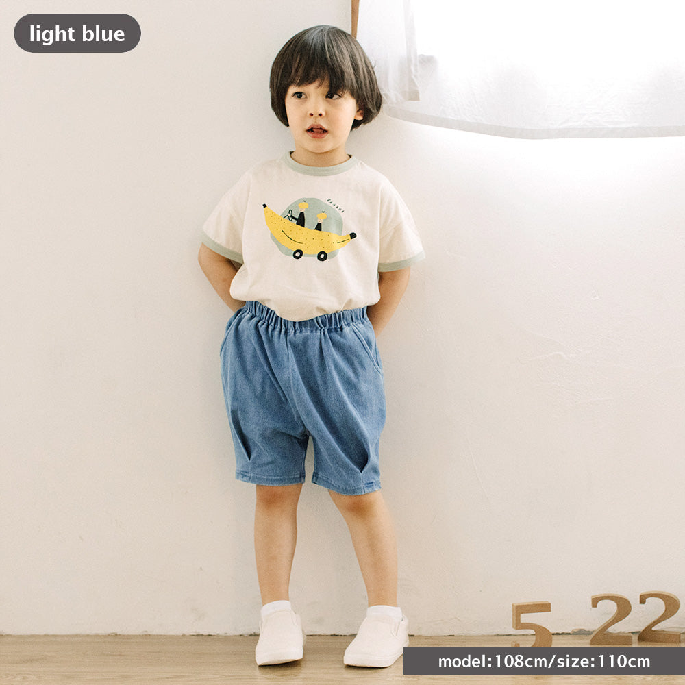 【再入荷】[t.] のびのびカットソー素材！ デニムニット ショートパンツ