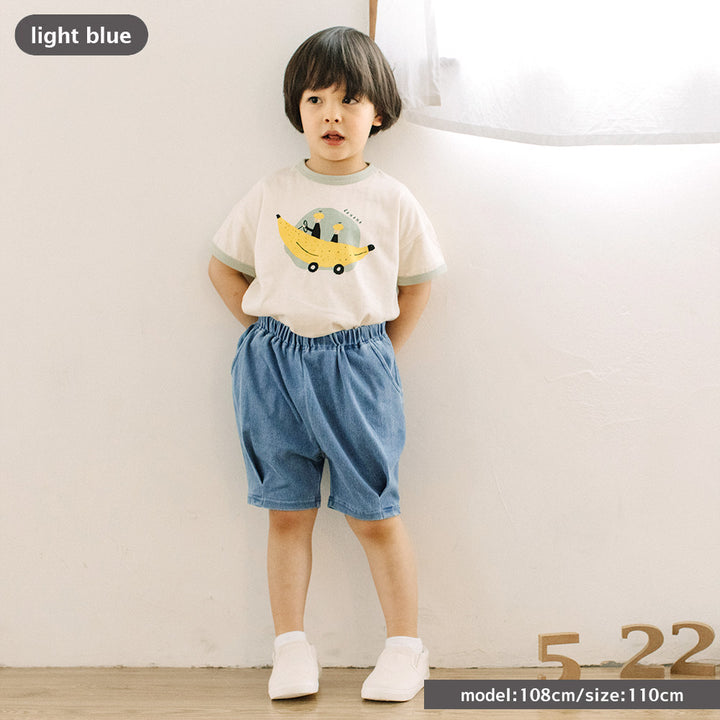【再入荷】[t.] のびのびカットソー素材！ デニムニット ショートパンツ