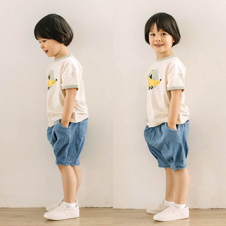 【再入荷】[t.] のびのびカットソー素材！ デニムニット ショートパンツ