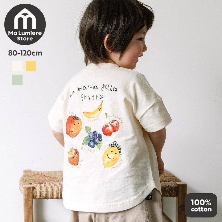 【SALE】[t.] たべもの前後プリント半袖Tシャツ