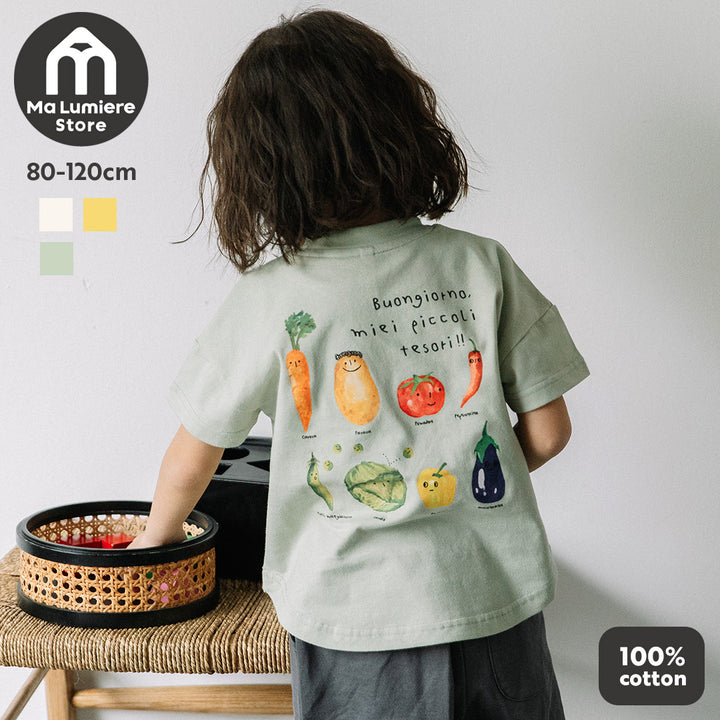 【再入荷・新色追加・公式オンライン限定】[t.] たべもの前後プリント半袖Tシャツ