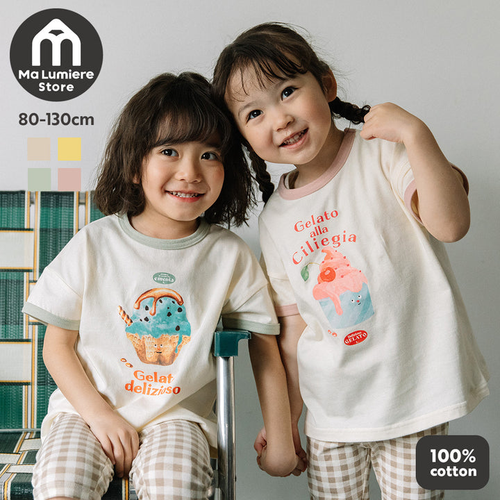 【新色追加】[t.] たべものプリントリンガー半袖Tシャツ