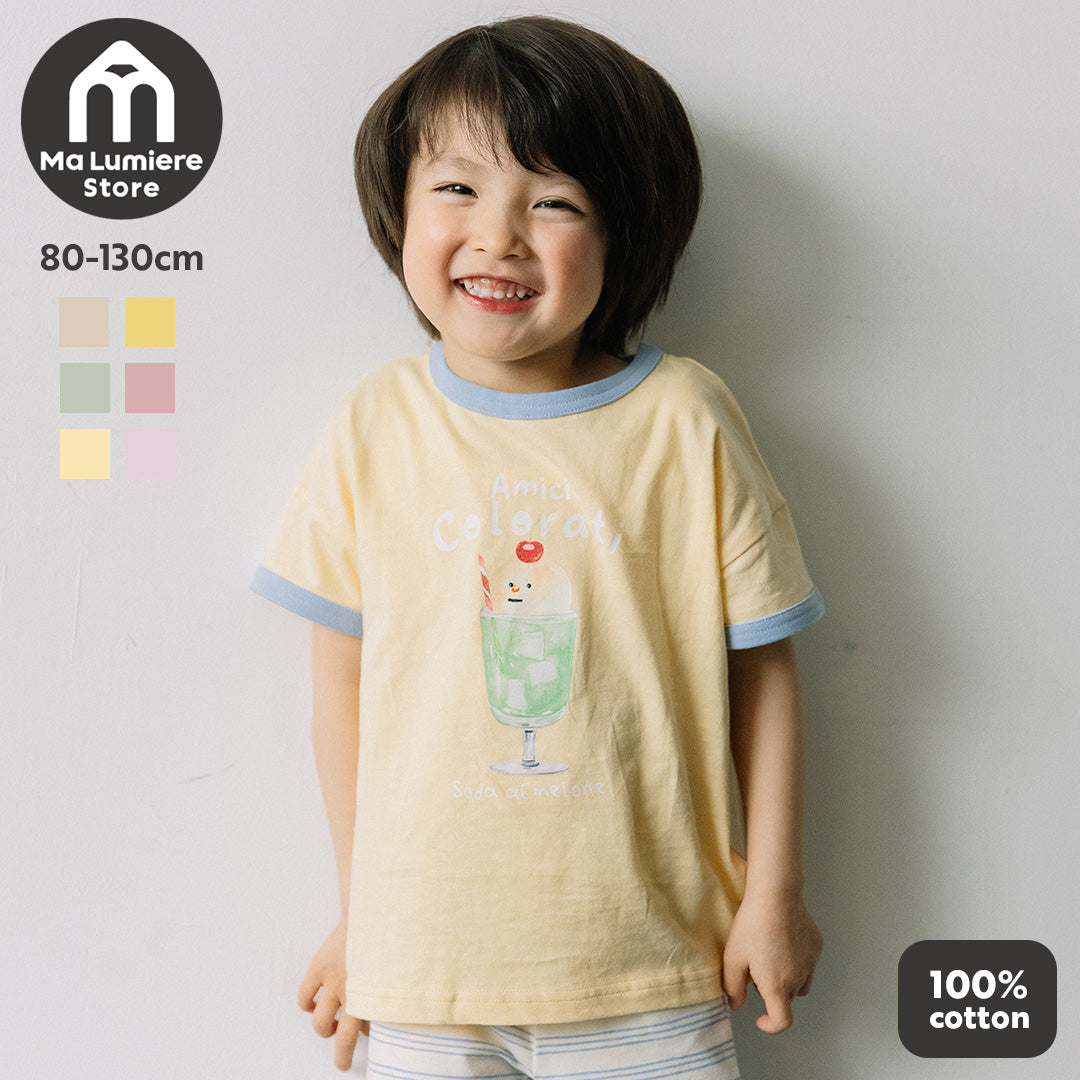 【新色追加】[t.] たべものプリントリンガー半袖Tシャツ