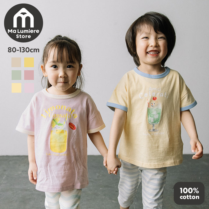 【新色追加・公式オンライン先行】[t.] たべものプリントリンガー半袖Tシャツ