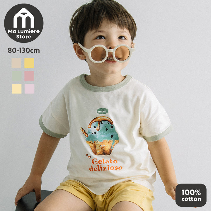 【新色追加】[t.] たべものプリントリンガー半袖Tシャツ