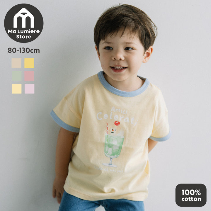 【新色追加】[t.] たべものプリントリンガー半袖Tシャツ