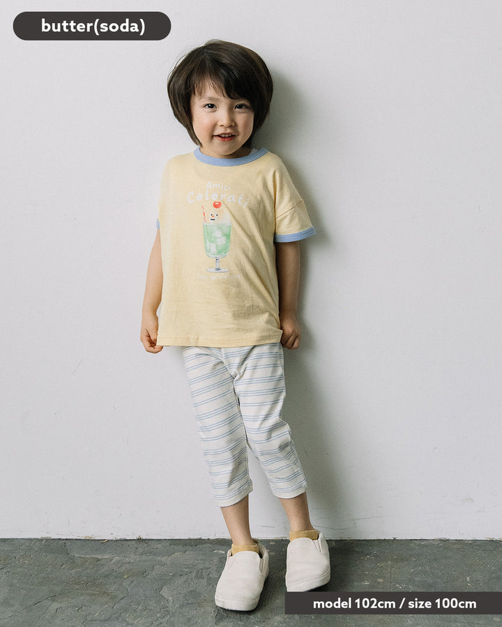 【新色追加・公式オンライン先行】[t.] たべものプリントリンガー半袖Tシャツ