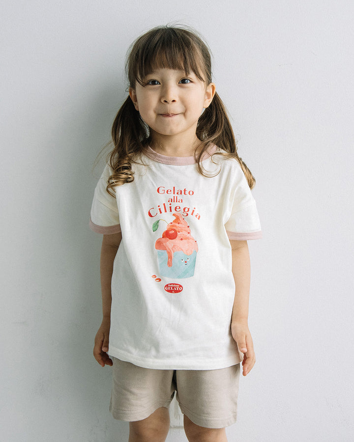 【新色追加】[t.] たべものプリントリンガー半袖Tシャツ