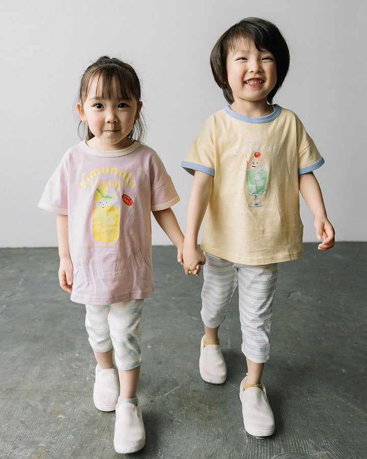 【新色追加・公式オンライン先行】[t.] たべものプリントリンガー半袖Tシャツ