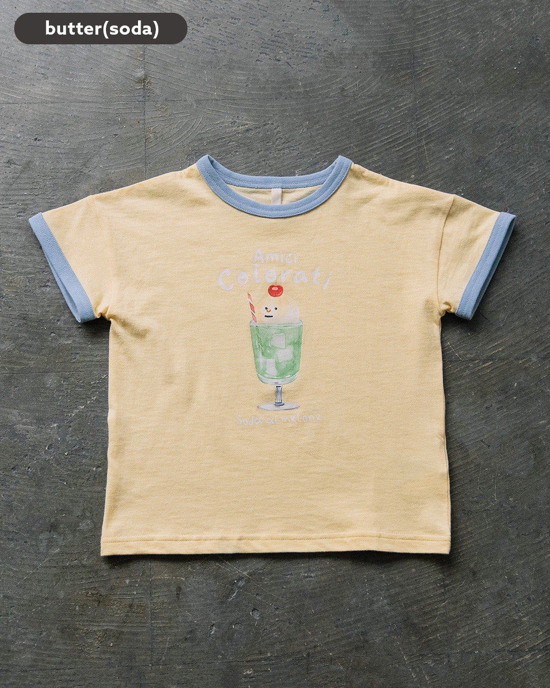 【新色追加・公式オンライン先行】[t.] たべものプリントリンガー半袖Tシャツ