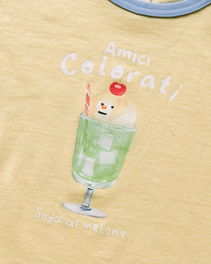 【新色追加・公式オンライン先行】[t.] たべものプリントリンガー半袖Tシャツ