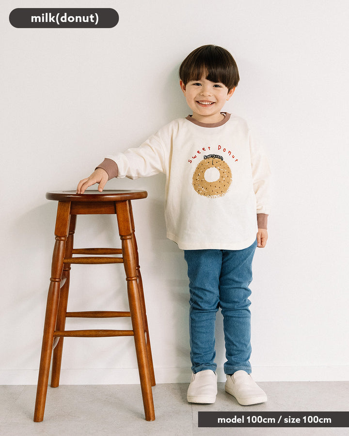 【一部カラーSALE】[t.] 袖リブ プリント長袖Tシャツ