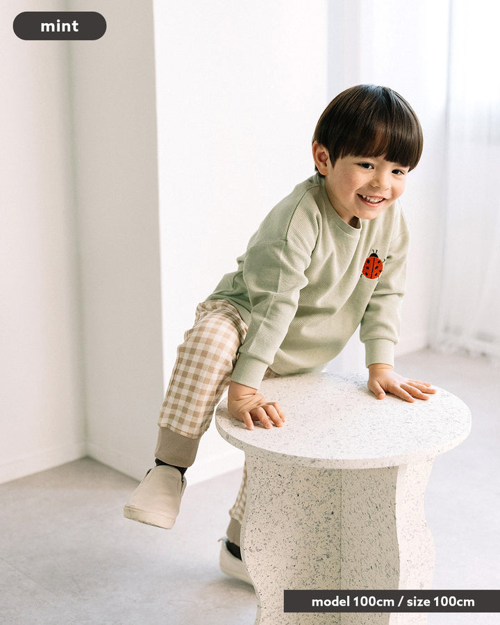 【一部カラーSALE】[t.] ワッフル 刺繍 袖リブ 長袖 Tシャツ