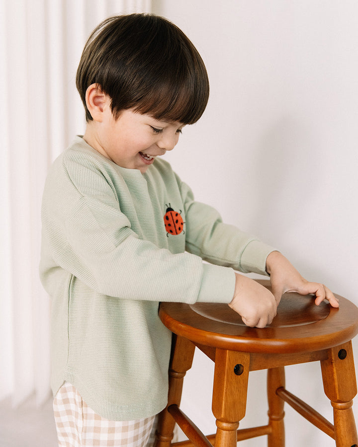 【一部カラーSALE】[t.] ワッフル 刺繍 袖リブ 長袖 Tシャツ