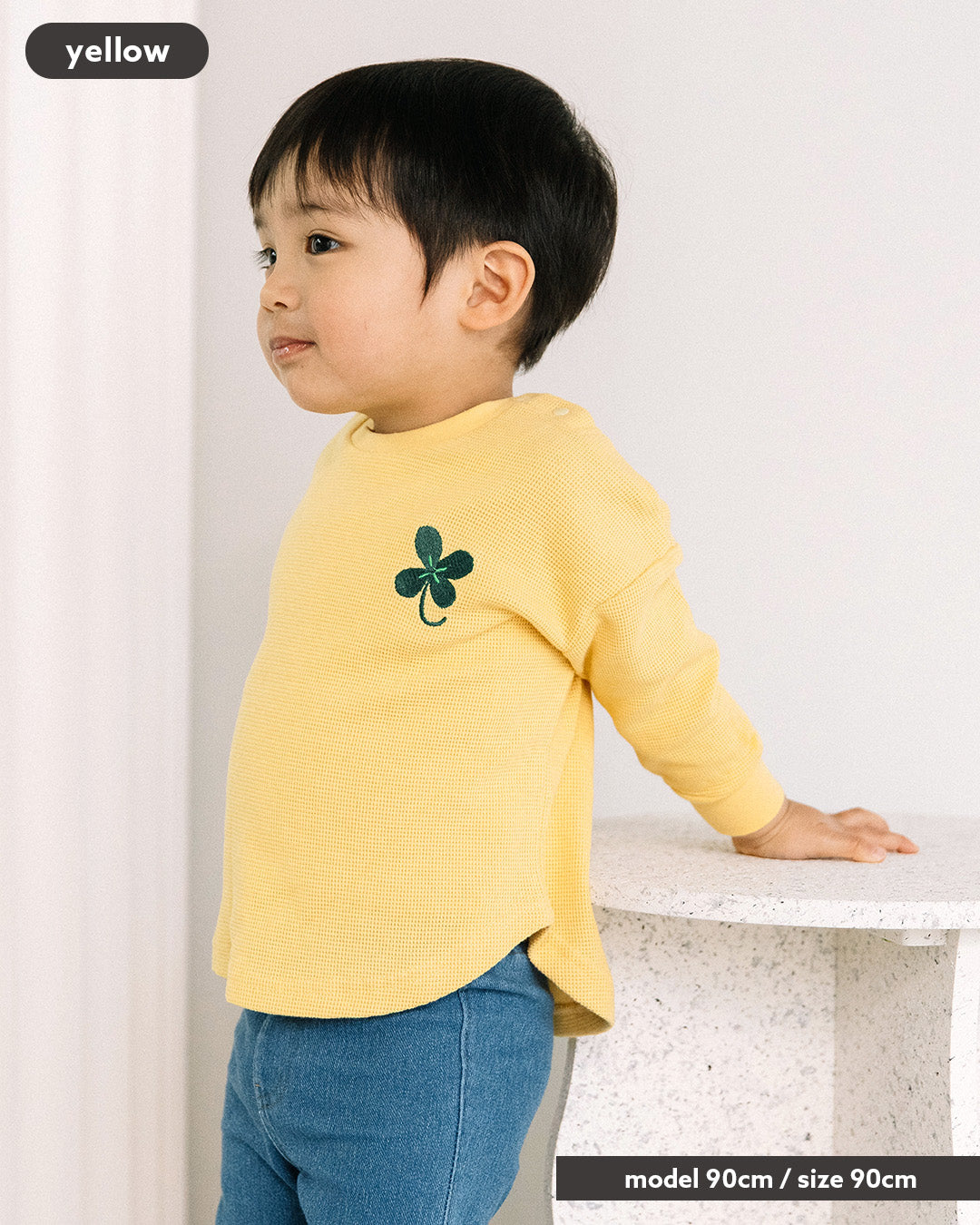 【一部カラーSALE】[t.] ワッフル 刺繍 袖リブ 長袖 Tシャツ