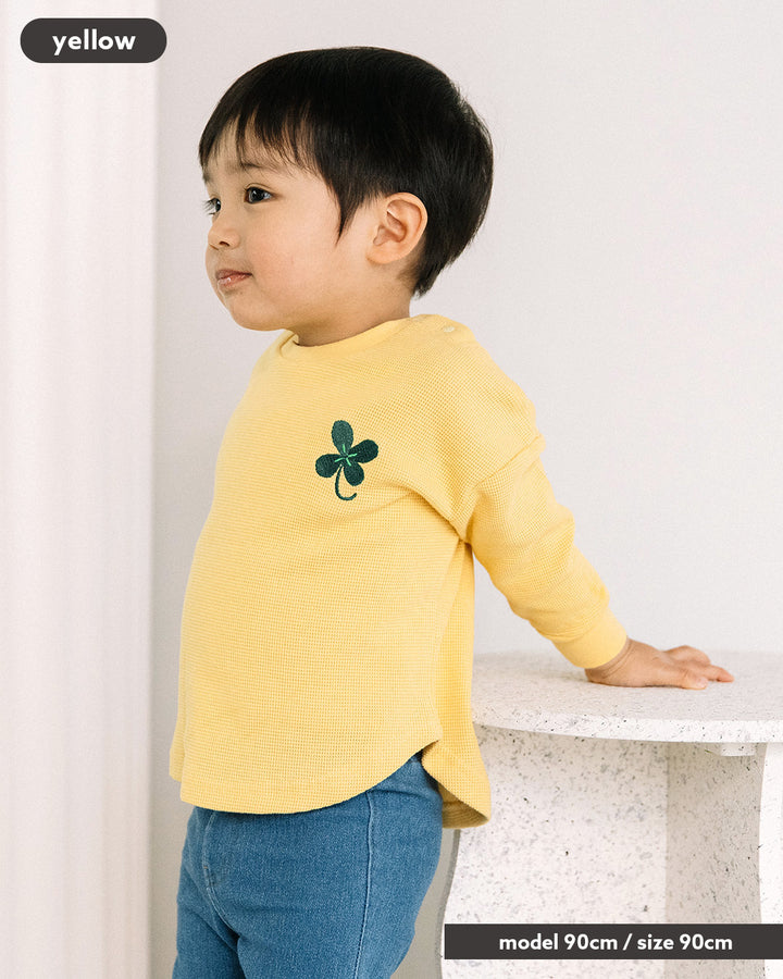 【一部カラーSALE】[t.] ワッフル 刺繍 袖リブ 長袖 Tシャツ