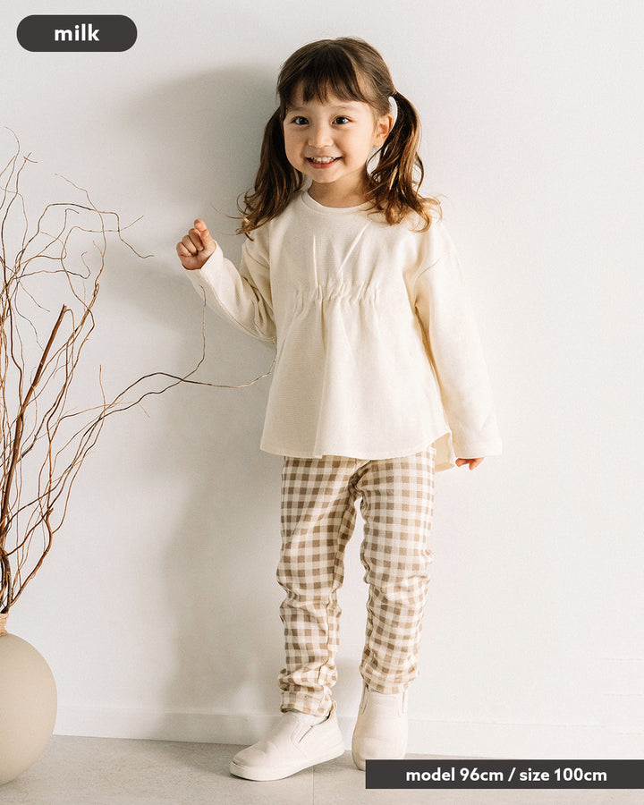 【SALE】[t.] ワッフル ギャザー 長袖 Tシャツ