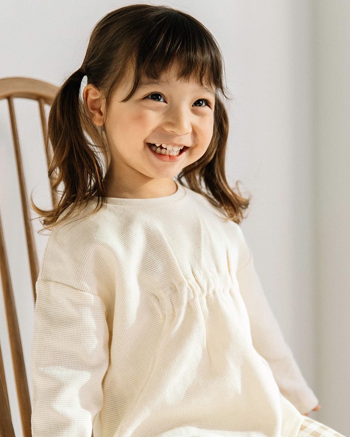 【SALE】[t.] ワッフル ギャザー 長袖 Tシャツ